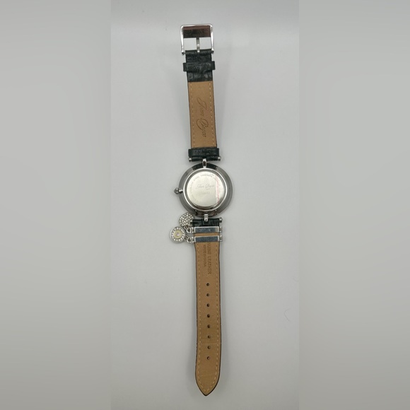 35. Joan Boyce Women Crystal Pave Watch w Leather Band-...